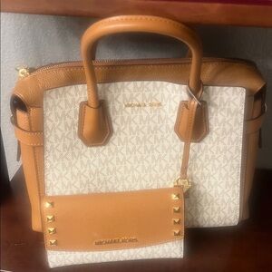 Michael Kors Brown and Cream Satchel Set
